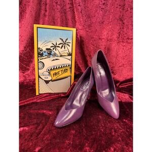 VTG Shoes 1990s Fast Turn Purple Pumps Genuine Leather Made in Taiwan Size 7.5